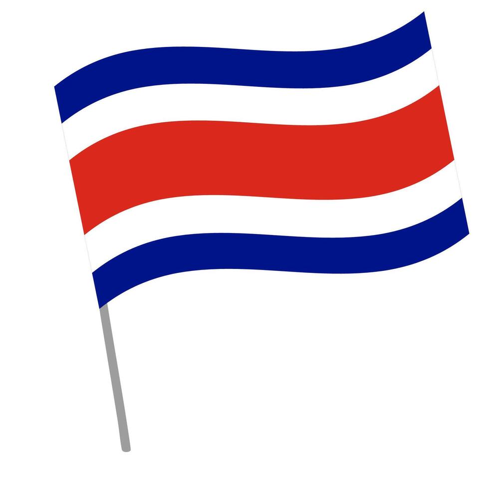 Costa Rica national flag flutters with flagpole vector