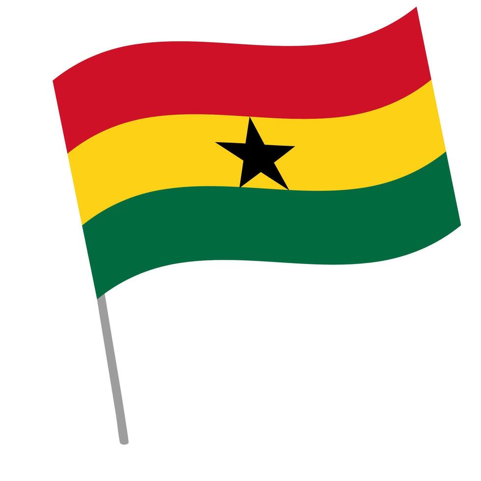 Ghana national flag flutters with flagpole vector