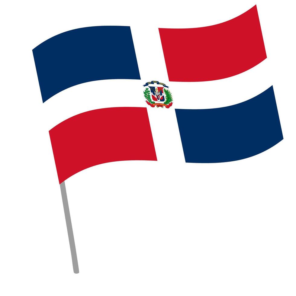 Dominican Republic national flag flutters with flagpole vector