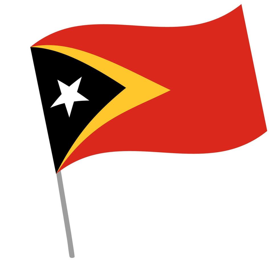East Timor national flag flutters with flagpole vector