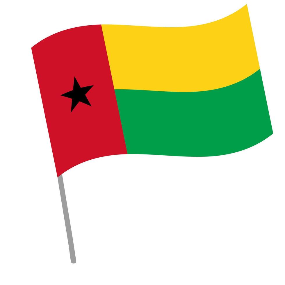 Guinea Bissau national flag flutters with flagpole vector