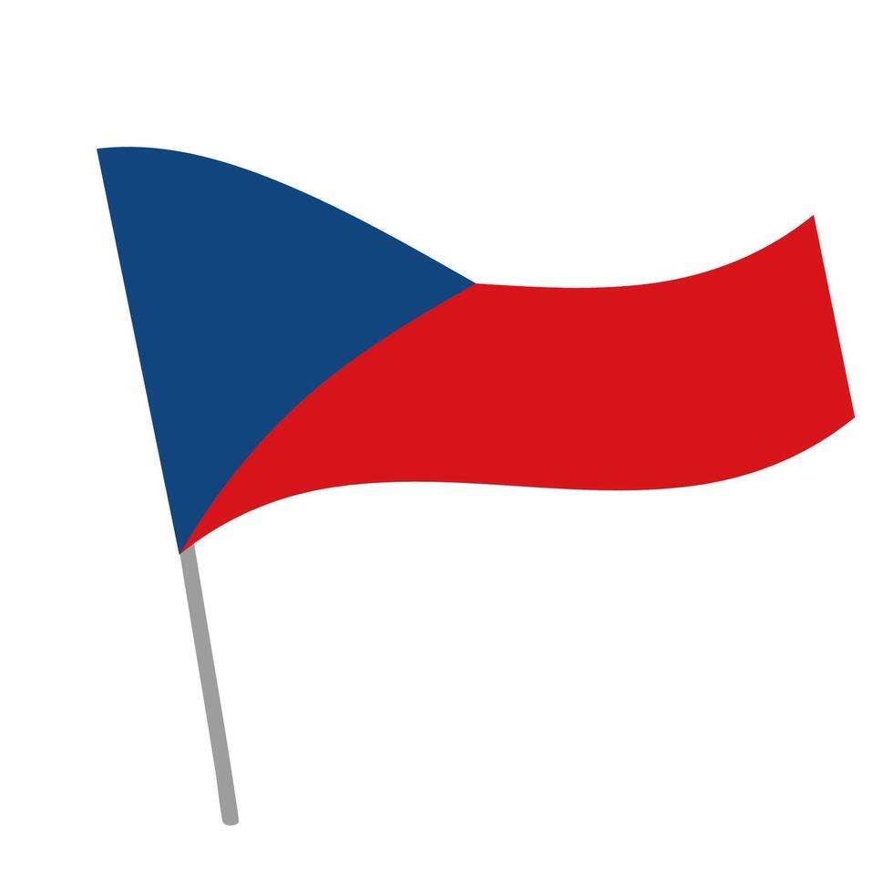 Czech national flag flutters with flagpole vector