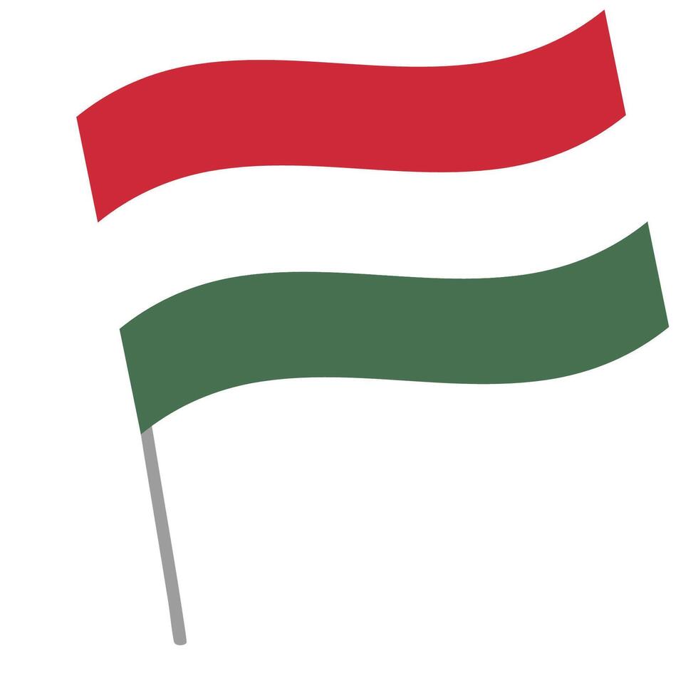 Hungary national flag flutters with flagpole vector