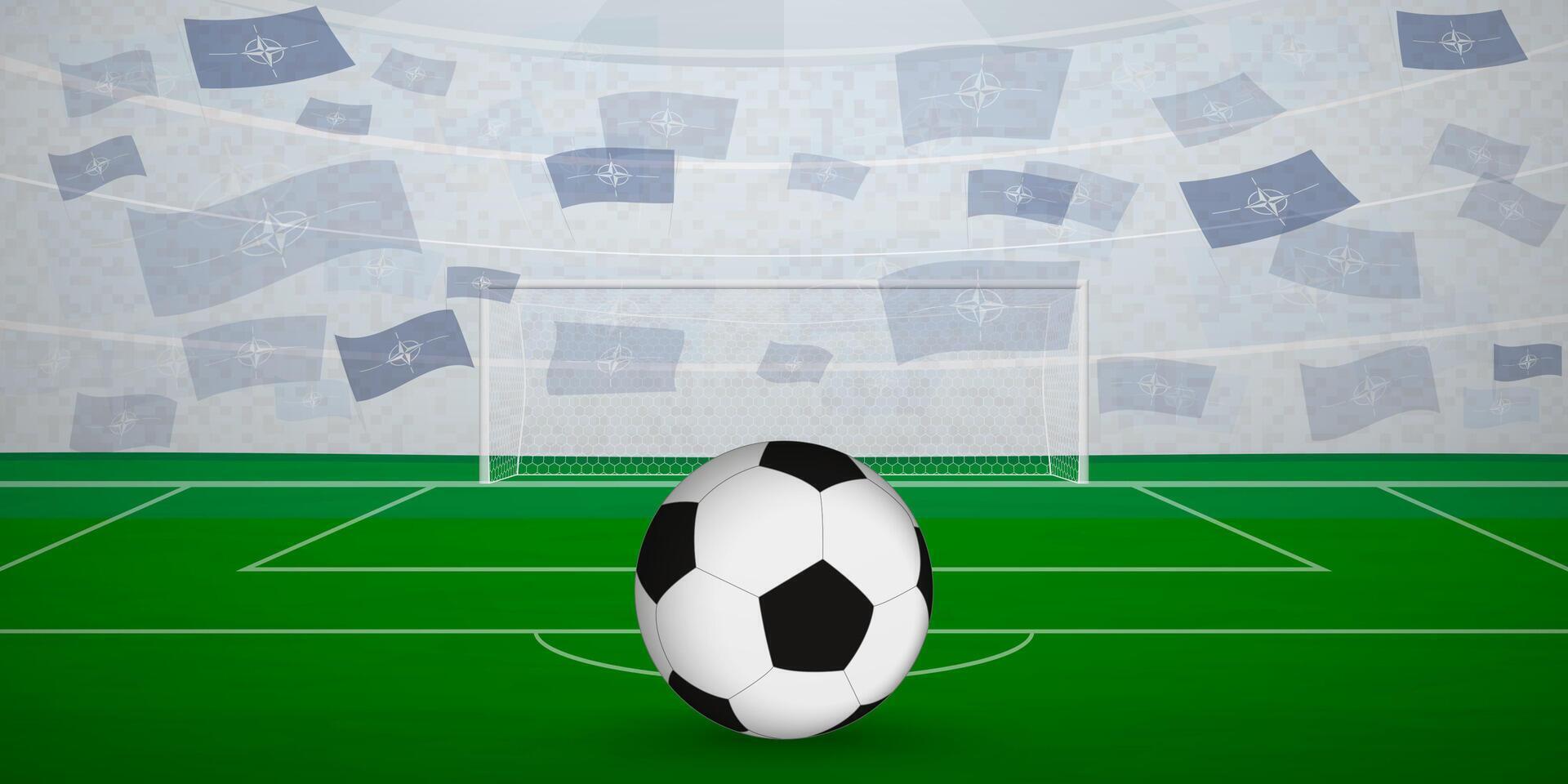 NATO Football Arena Full of Fans with National Flags, Sports Event Illustration. vector