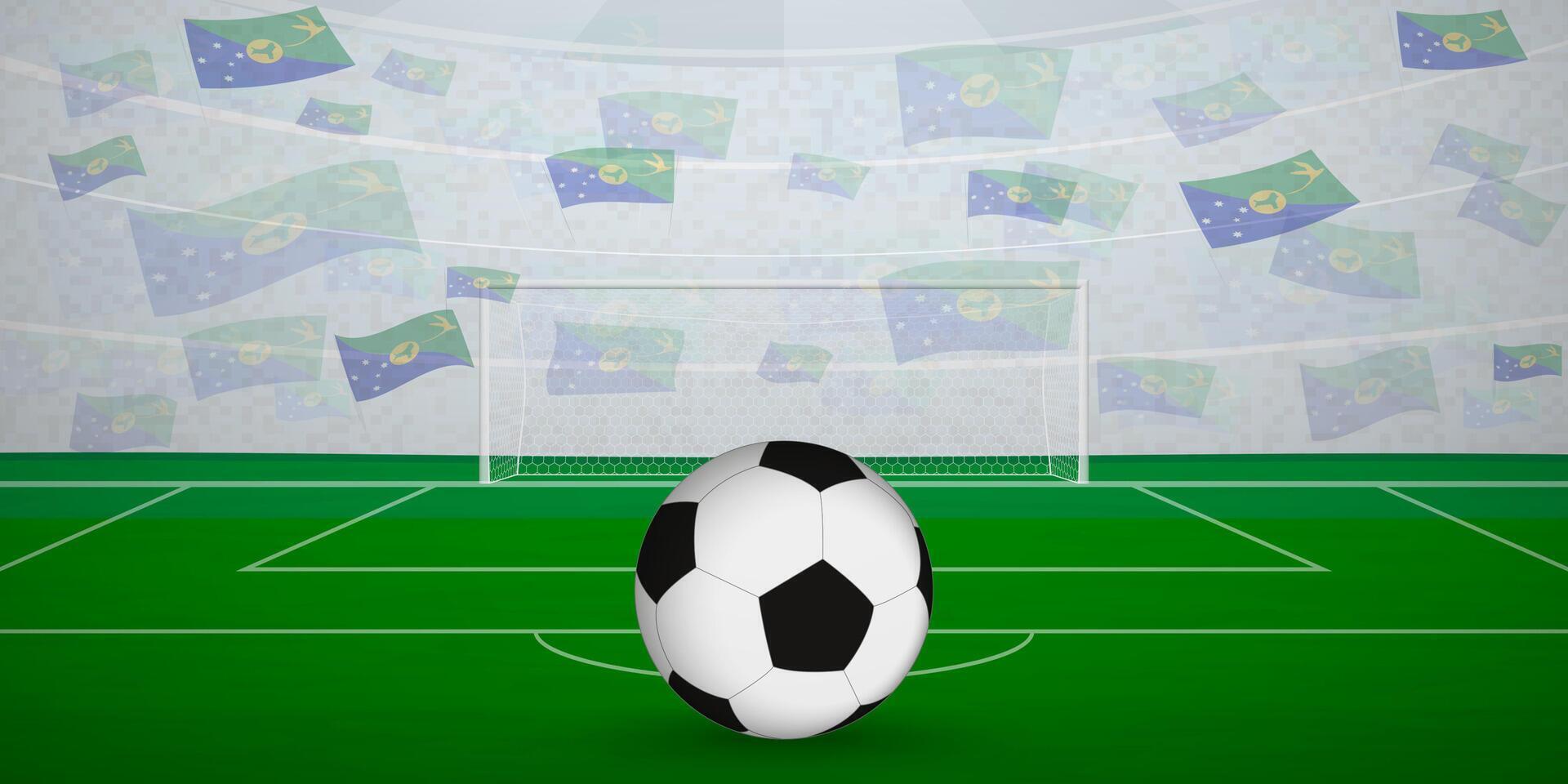 Christmas Islander Football Arena Full of Fans with National Flags, Sports Event Illustration. vector