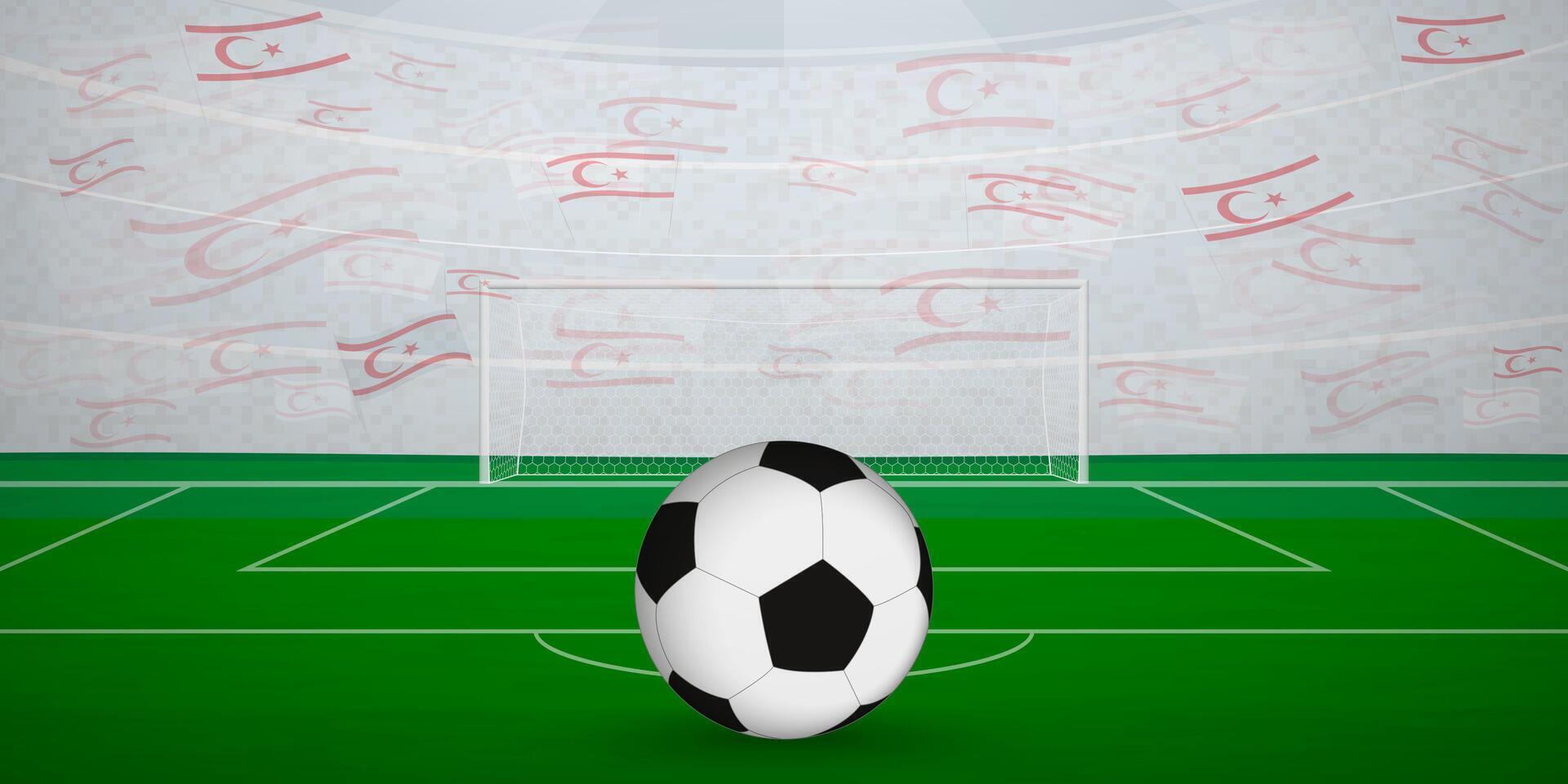 Northern Cypriot Football Arena Full of Fans with National Flags, Sports Event Illustration. vector