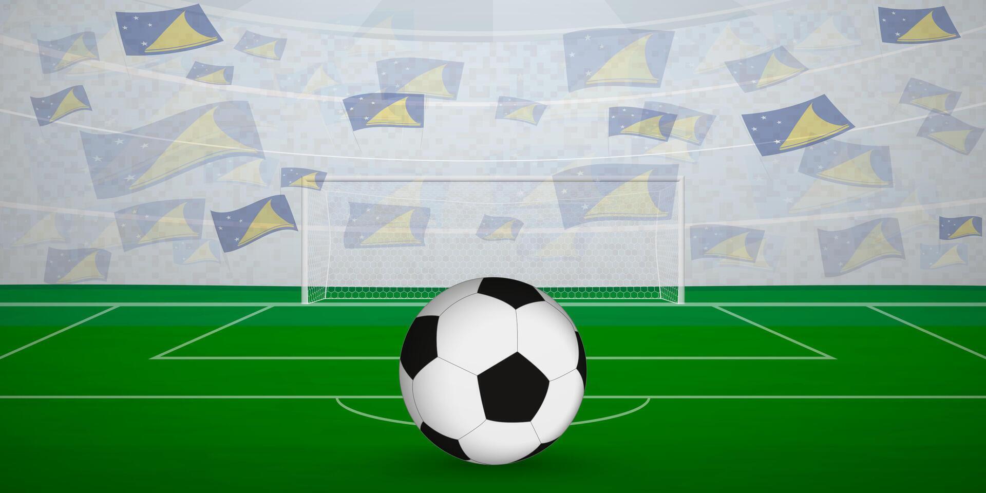 Tokelauan Football Arena Full of Fans with National Flags, Sports Event Illustration. vector