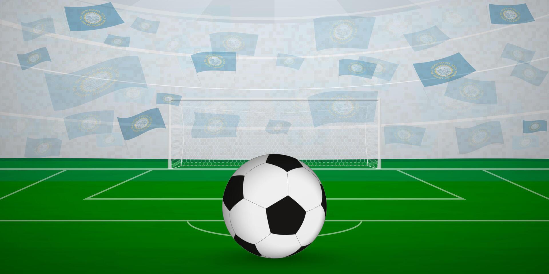 South Dakotan Football Arena Full of Fans with National Flags, Sports Event Illustration. vector
