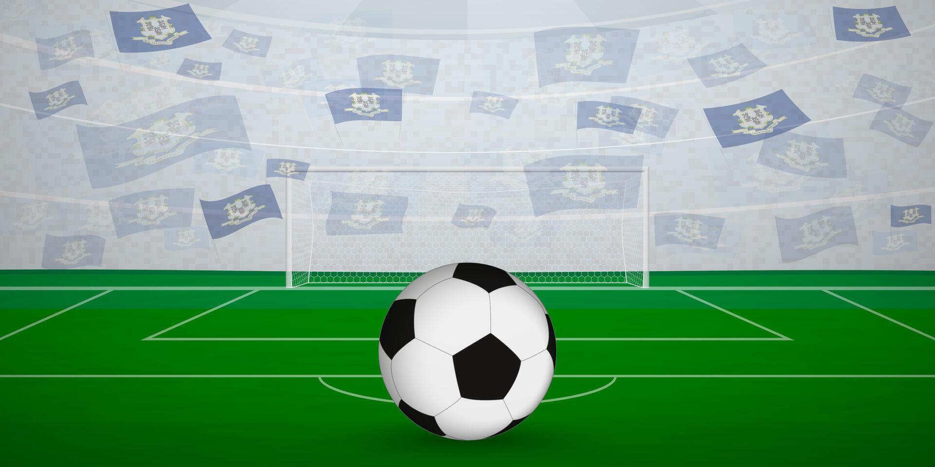 Connecticuter Football Arena Full of Fans with National Flags, Sports Event Illustration. vector