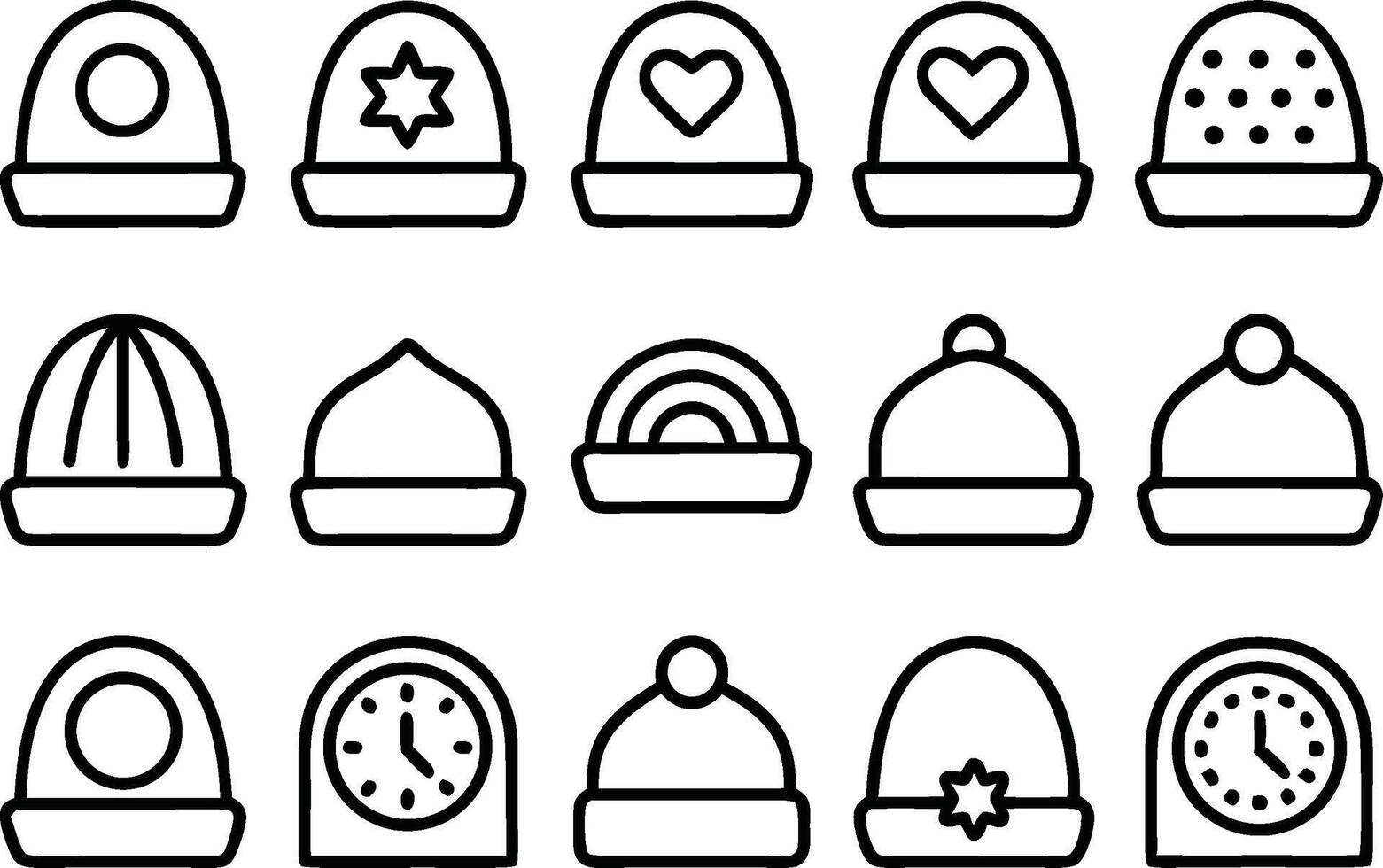 A set of different hats and clocks vector