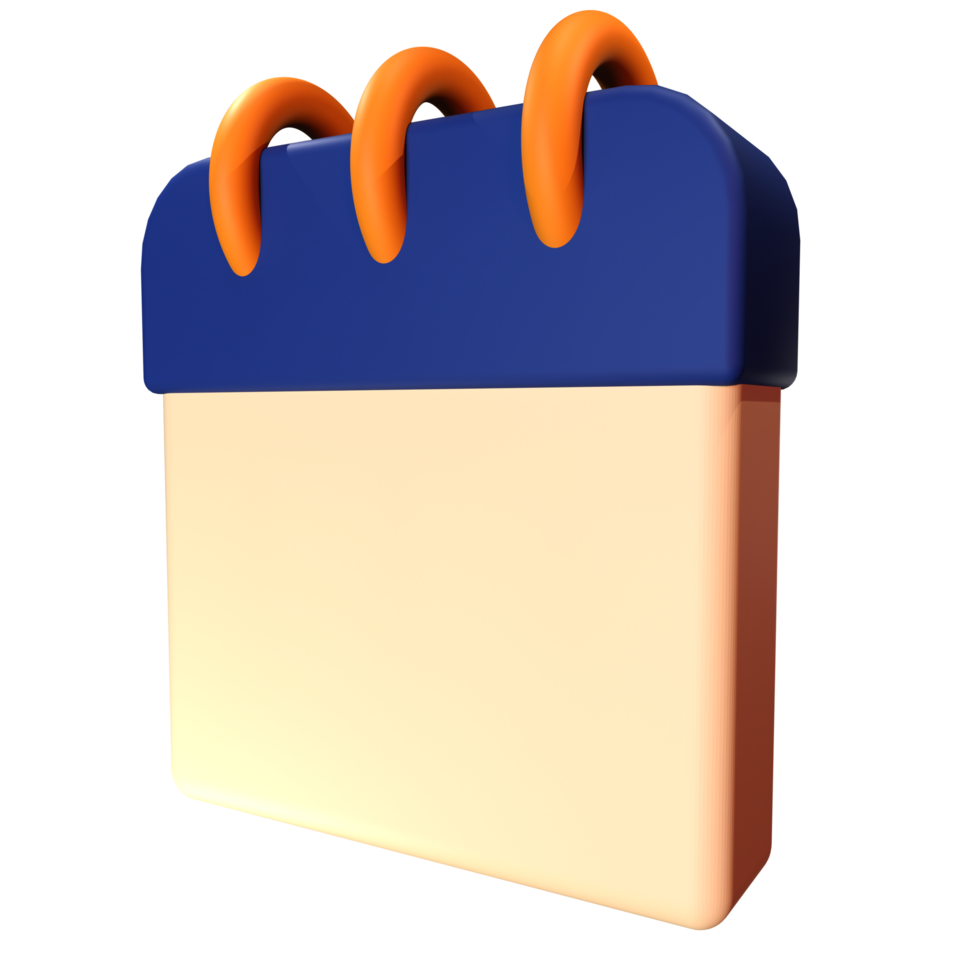 A calendar icon with orange and blue handles png