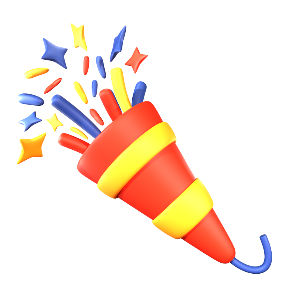 A icon colorful cone with stars and confetti png