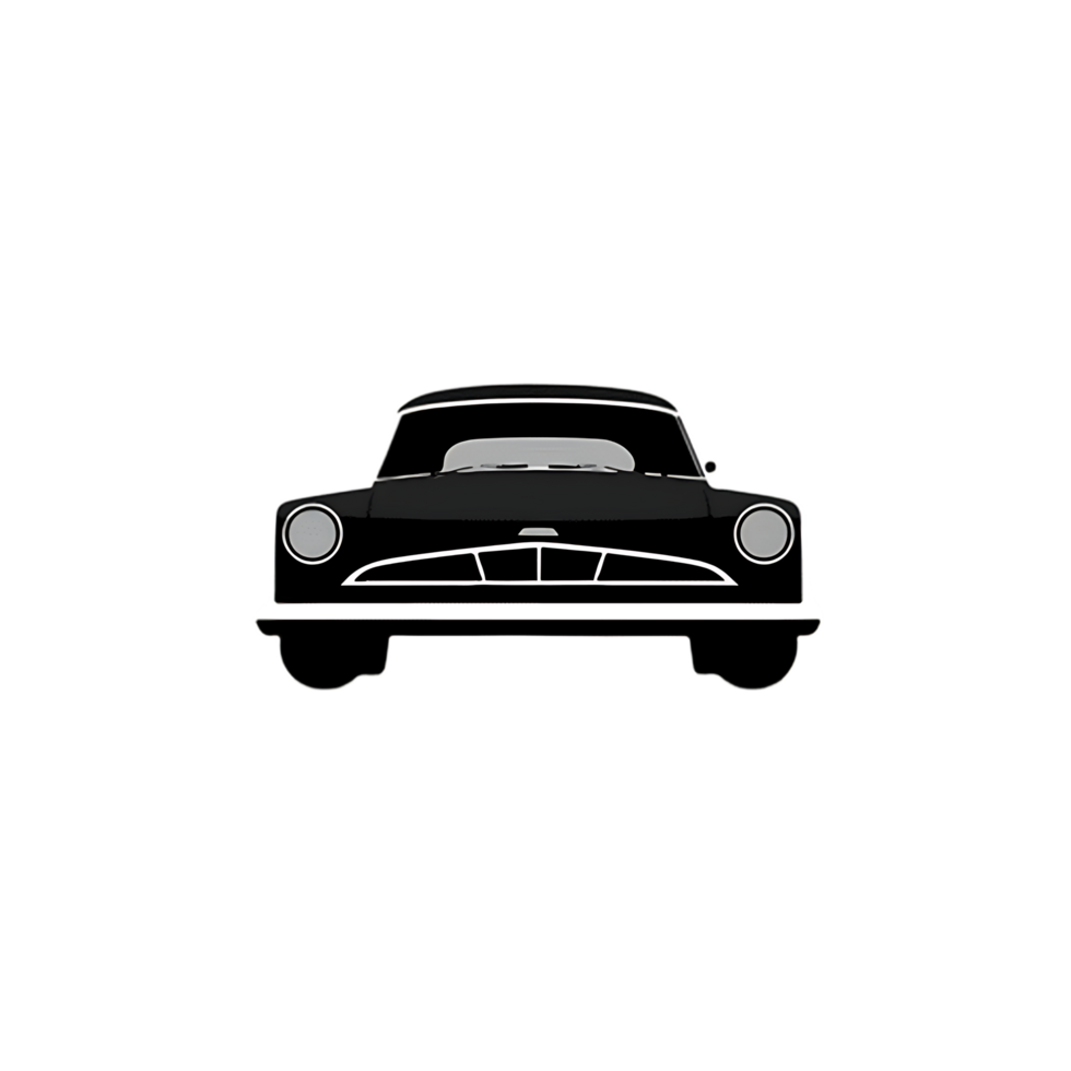 Retro Dark Gray Car on Transparent Background Minimalist Illustration png