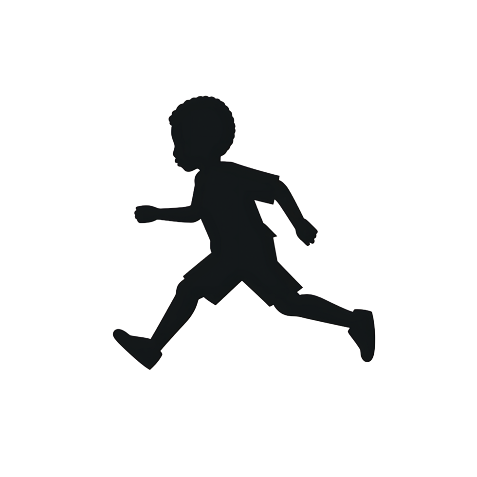 Child Silhouette Running Energetically on Transparent Background png