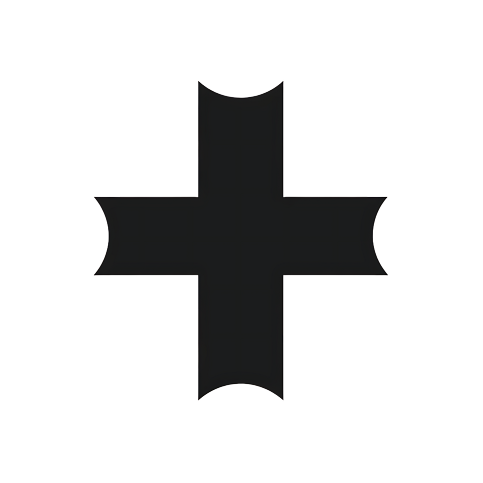 Graphic Black Cross Shape on Transparent Background Design Element png
