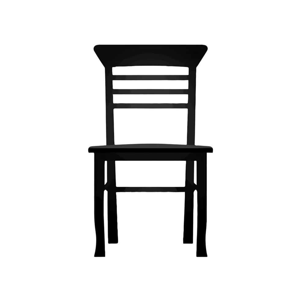Black Wooden Chair with White Outline on Transparent Background png