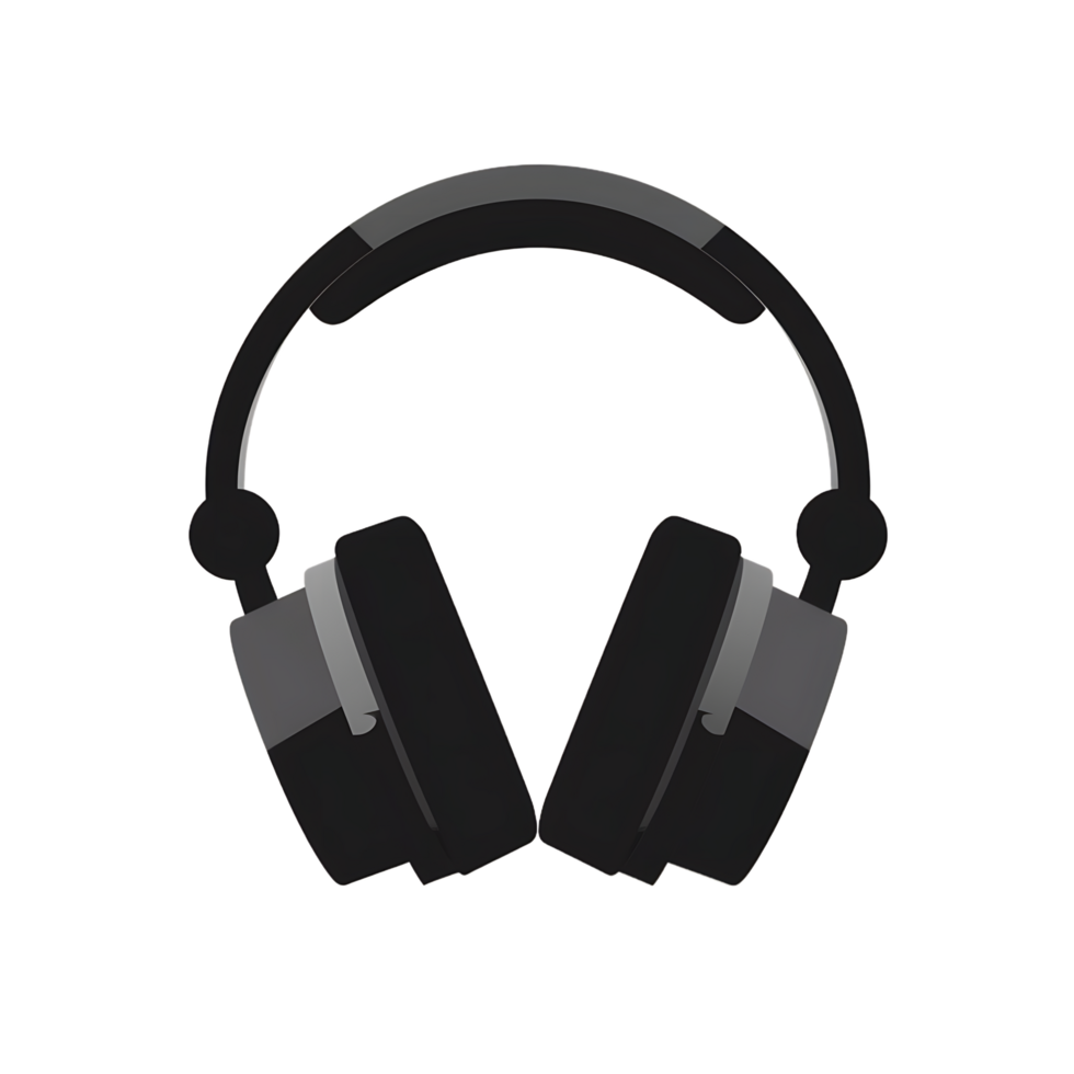 Black and Gray Headphones with Clean Minimalist Style on Transparent Background png