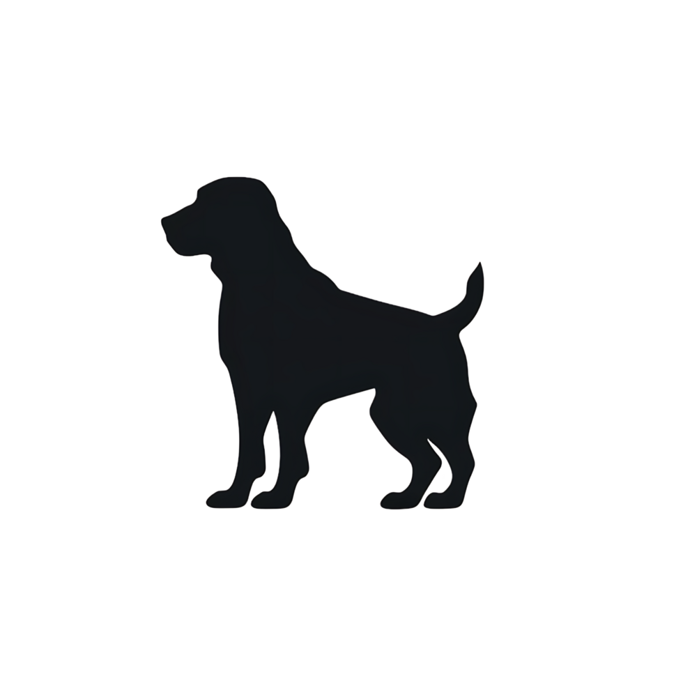 Dark Dog Silhouette Standing with Outline on Transparent Background png
