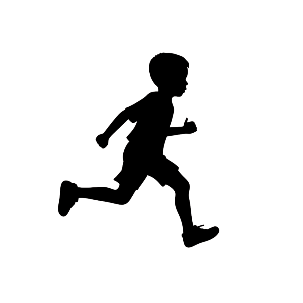 Running Child White Silhouette on Transparent Background png
