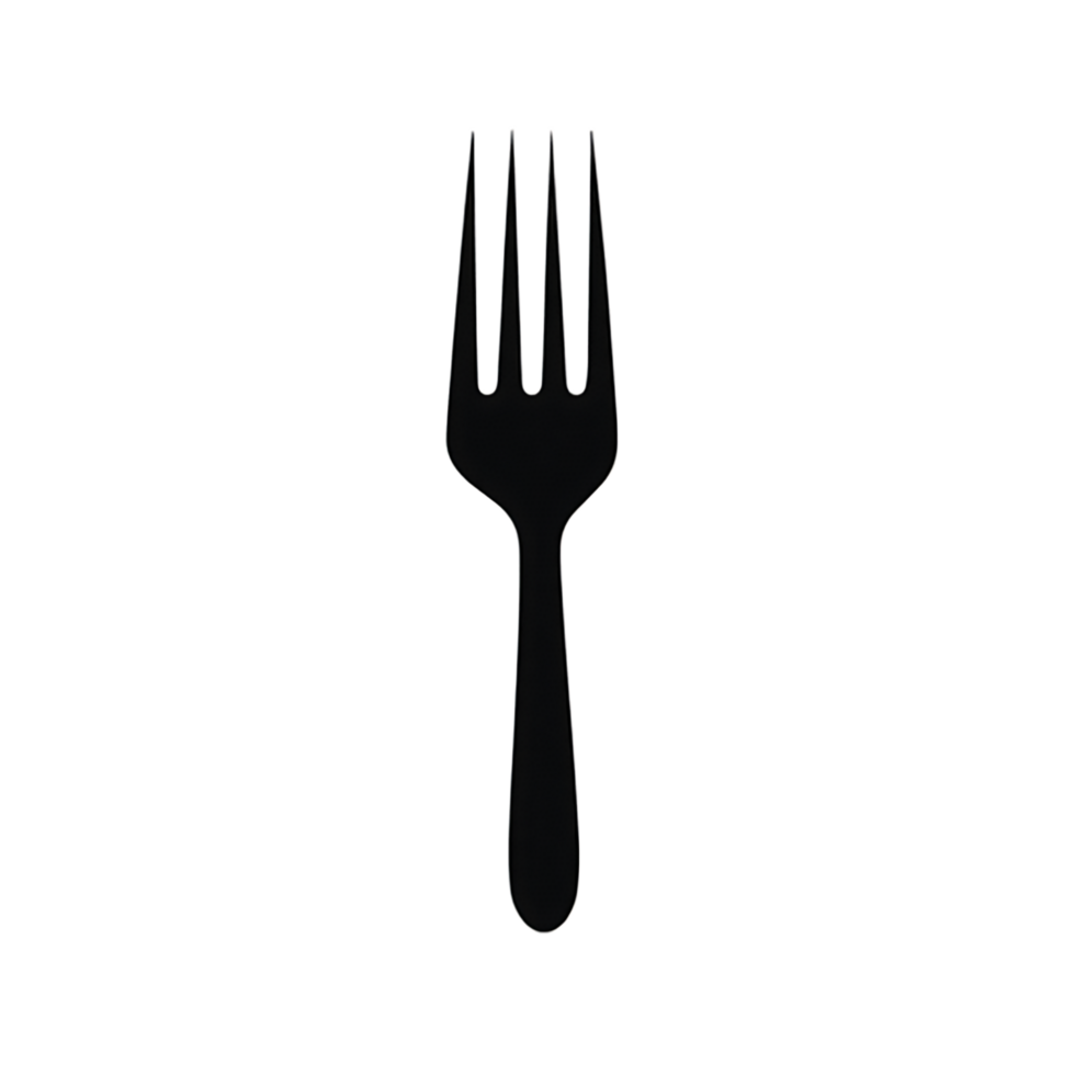 Silver Fork Utensil Against Stark Transparent Background Minimalist Design png