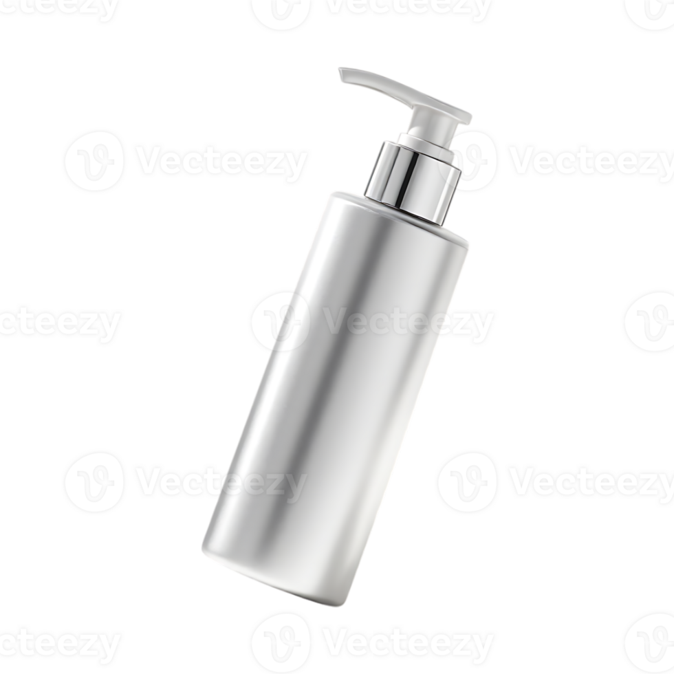 Silver pump bottle mockup for cosmetic product. png