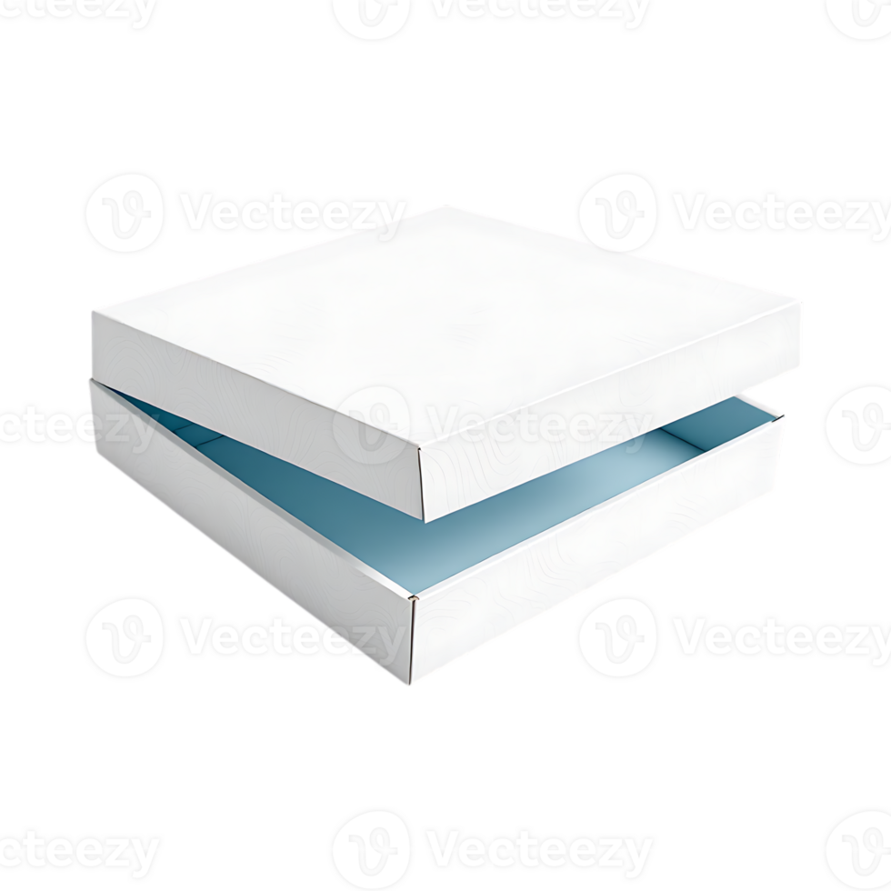 White cardboard gift box slightly open, isolated png