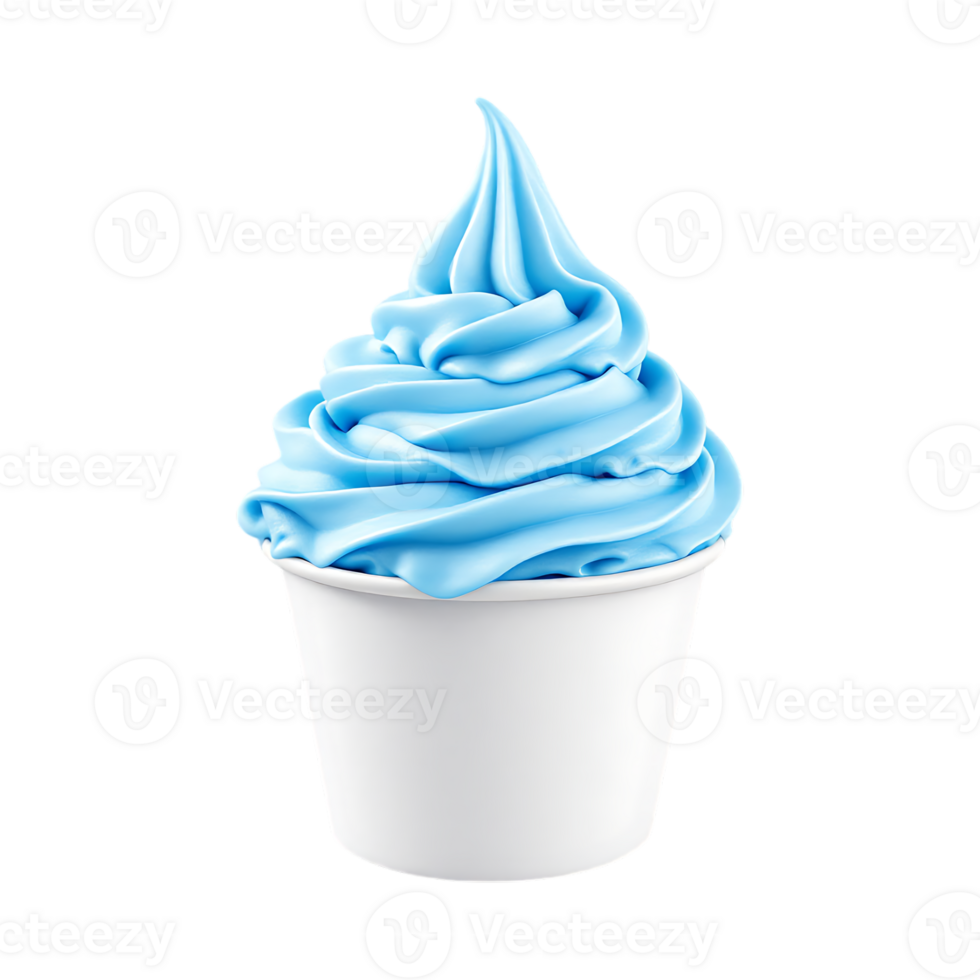 Delicious light blue frozen yogurt in a cup png