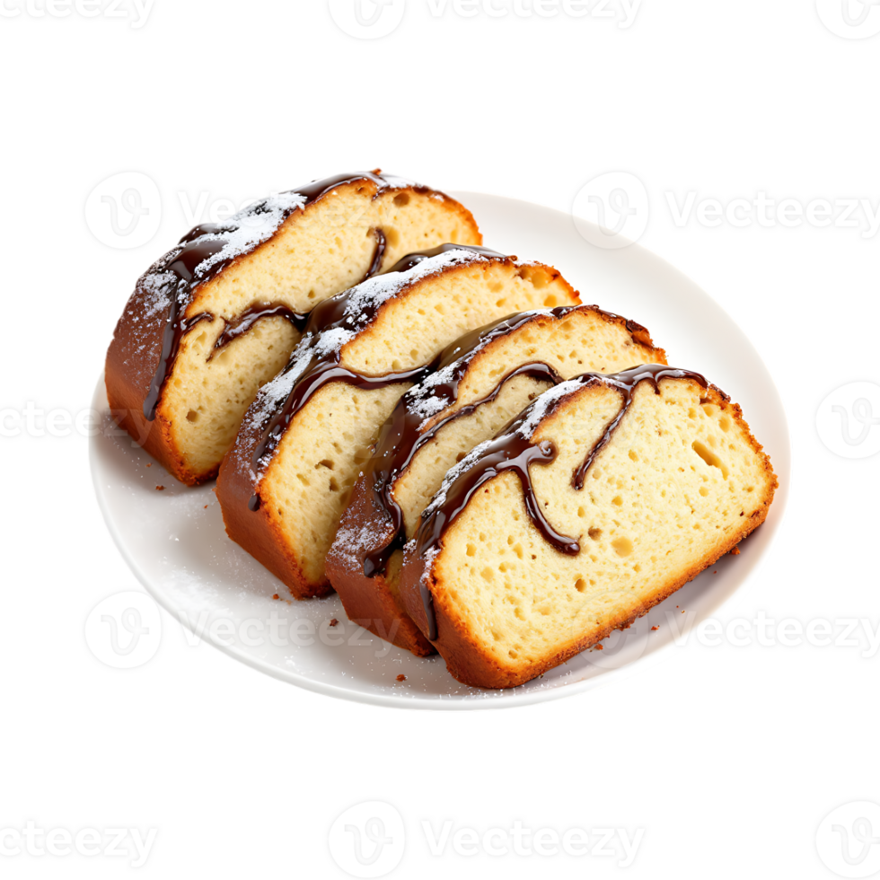 Delicious slices of moist cake drizzled with chocolate. png