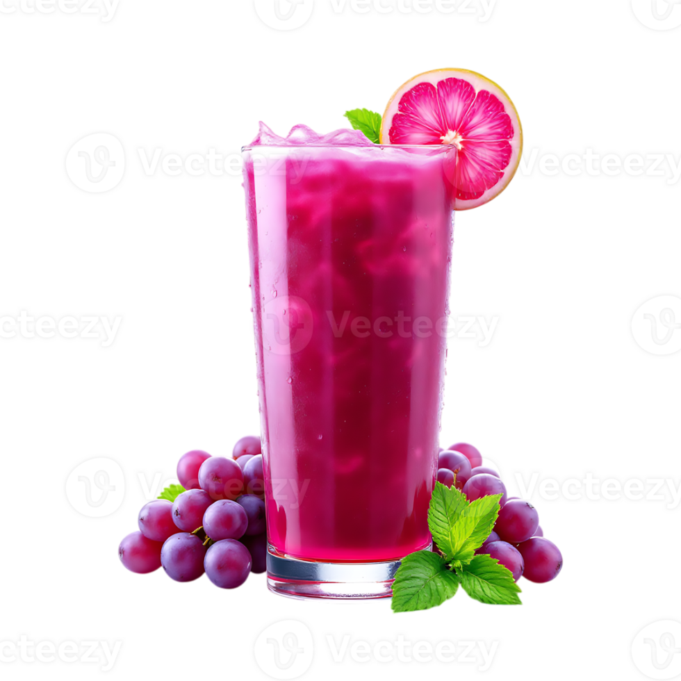 Refreshing grape juice with ice and mint. png
