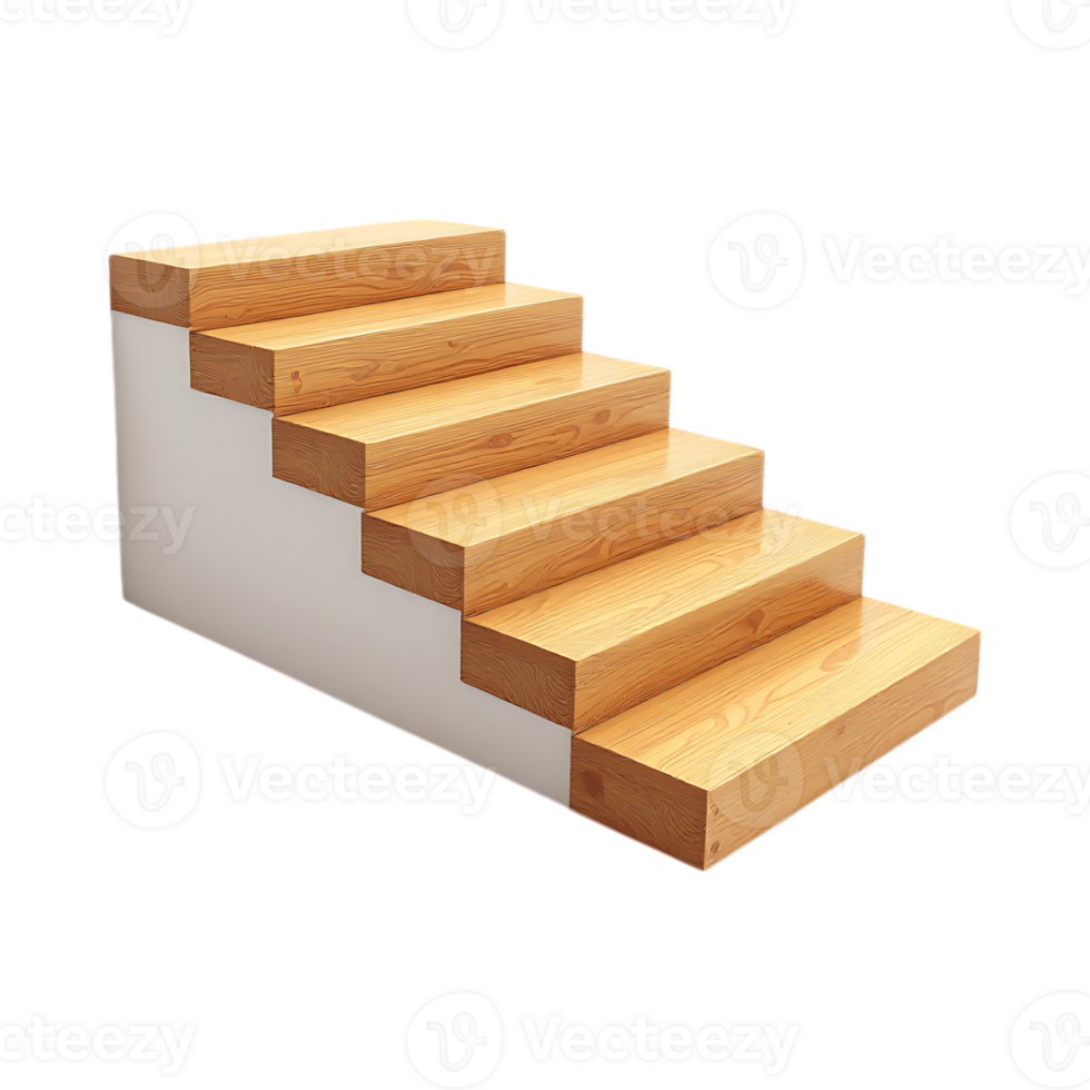 Wooden stairs, steps to success, growth concept png