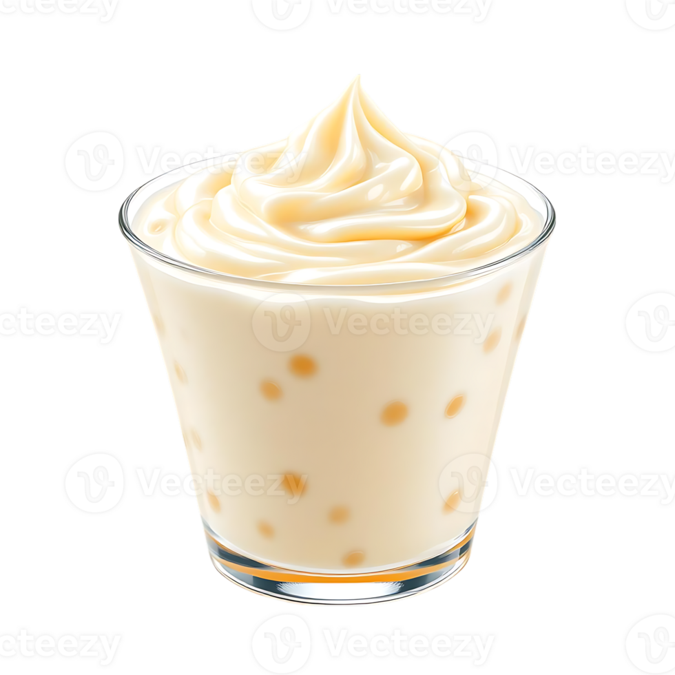 Creamy dessert with tapioca pearls in a glass png
