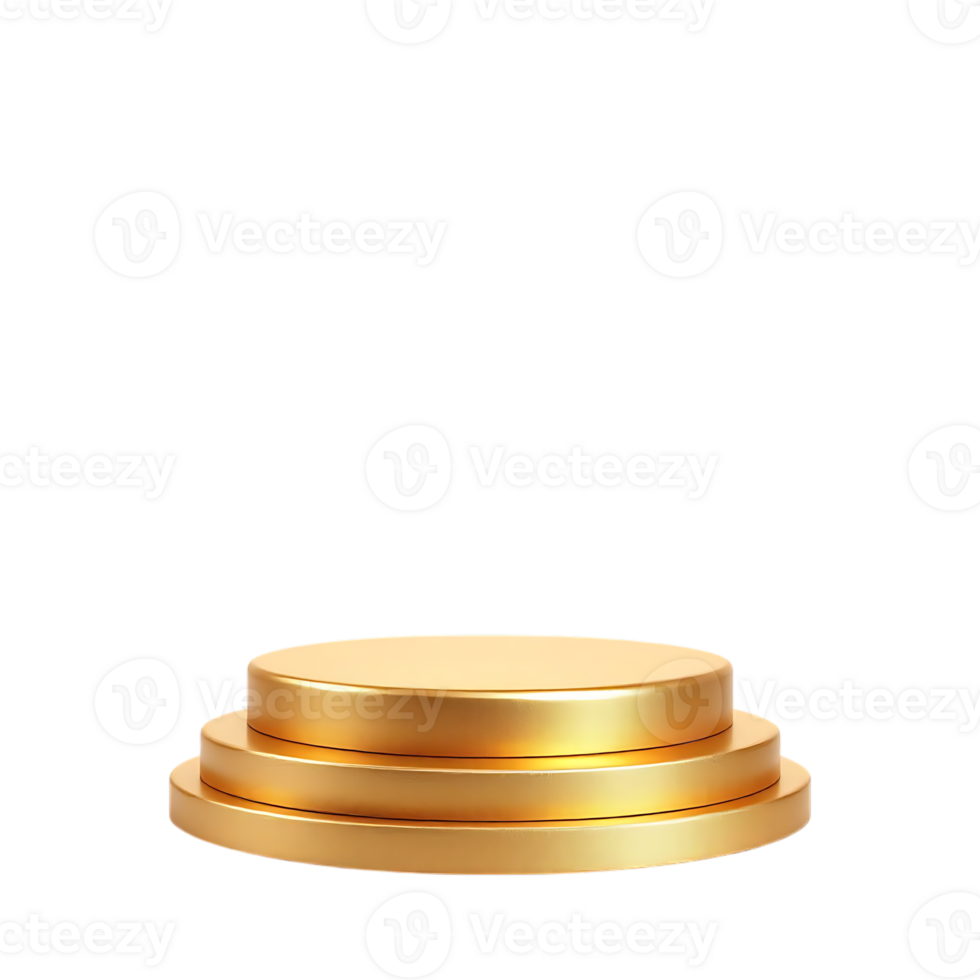 Gold podium, pedestal, award stand. 3D render. png