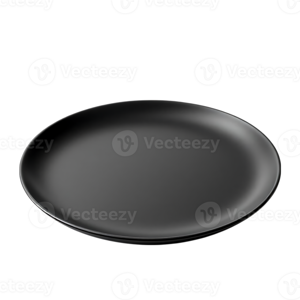 Empty black plate isolated png