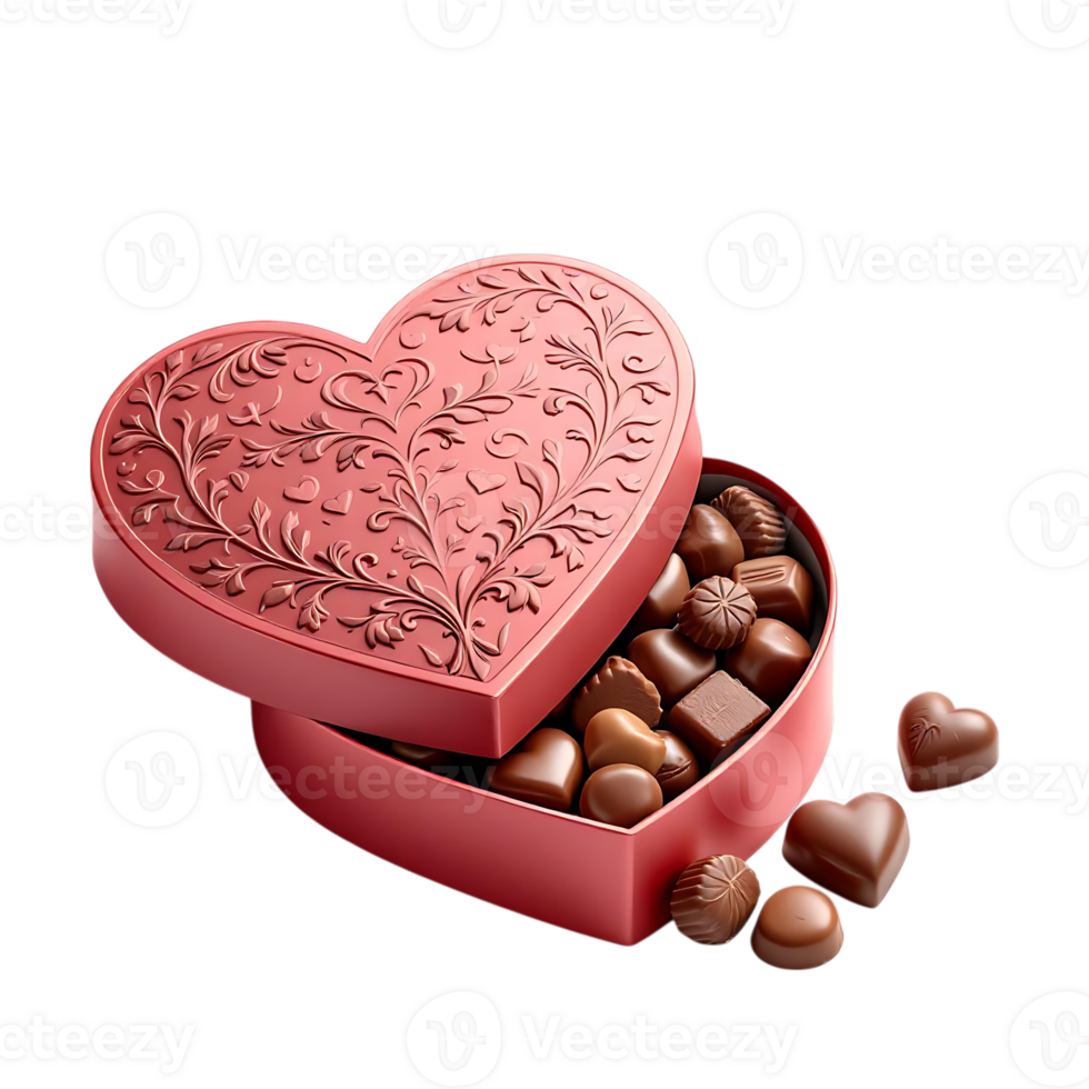 Heart shaped box of assorted chocolates. png
