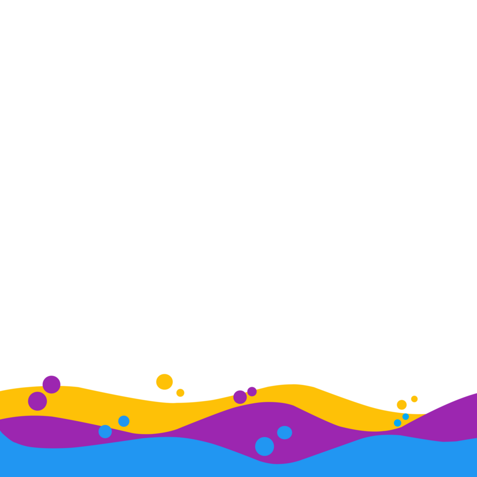 A colorful wave background with bubbles and a blue and purple background png