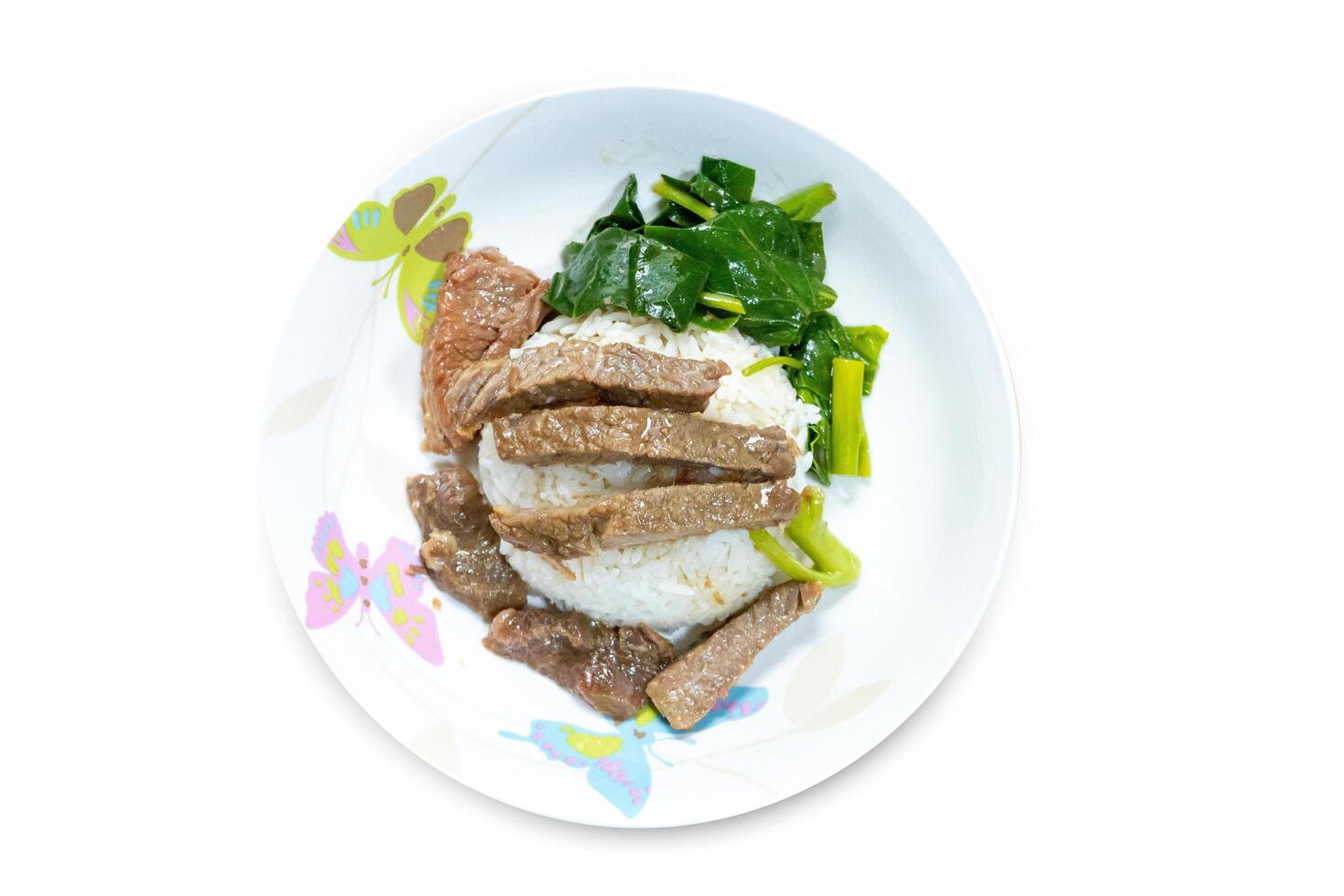 Stir Fried Kale with Pork, focus selective photo