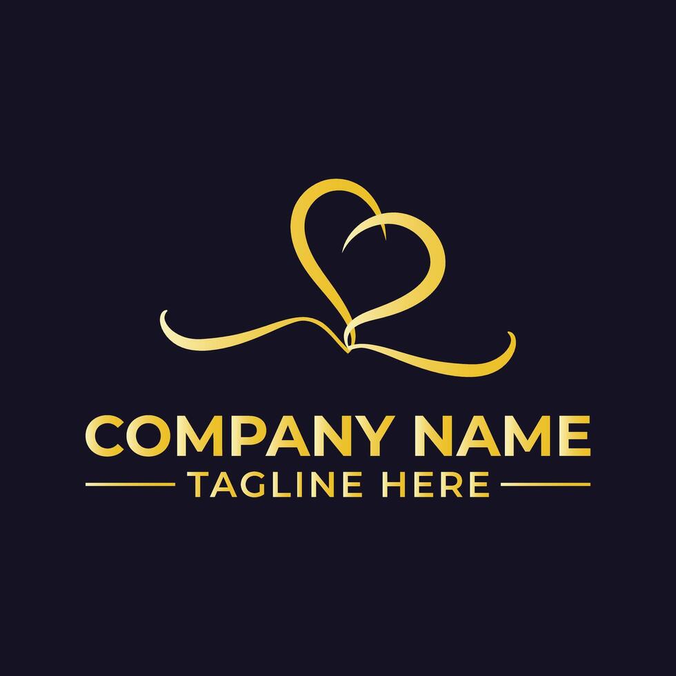 Elegant Golden Hearts Company Logo Design for Luxury Brands and Romance Related Businesses and Sophisticated Aesthetics vector