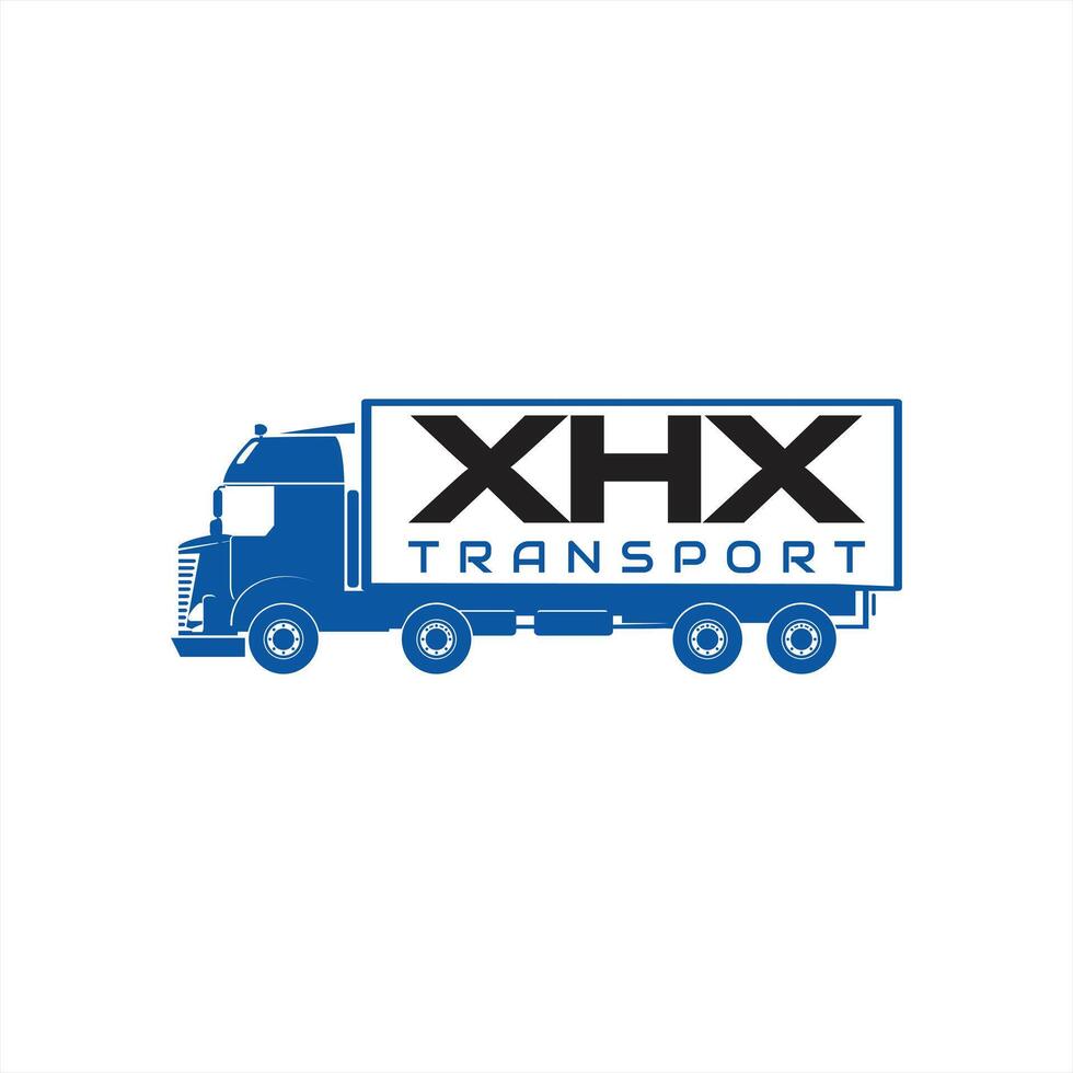 Blue Truck with XHX Transport Logo Driving Cargo Efficiently vector