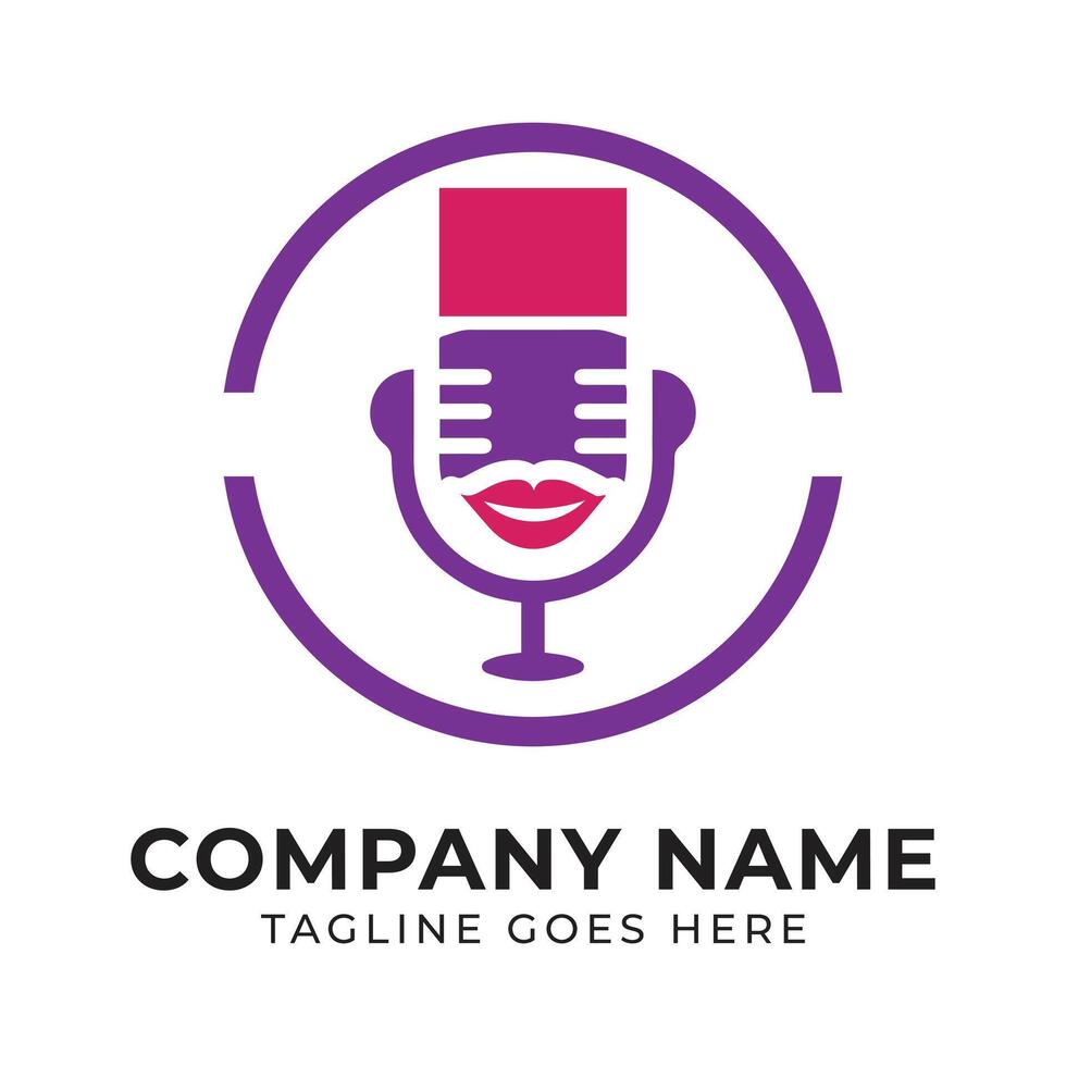 Whimsical Podcast Logo with Retro Microphone Design a Playful and Engaging Visual Identity for Audio Content Creators vector