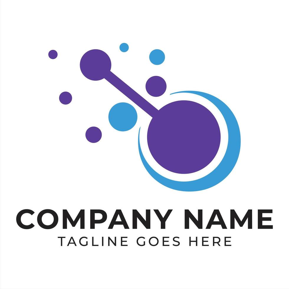 Modern Technology Logo Design with Purple and Blue Connected Dots Network Concept Creative Brand Identity for Innovative Business Solutions vector