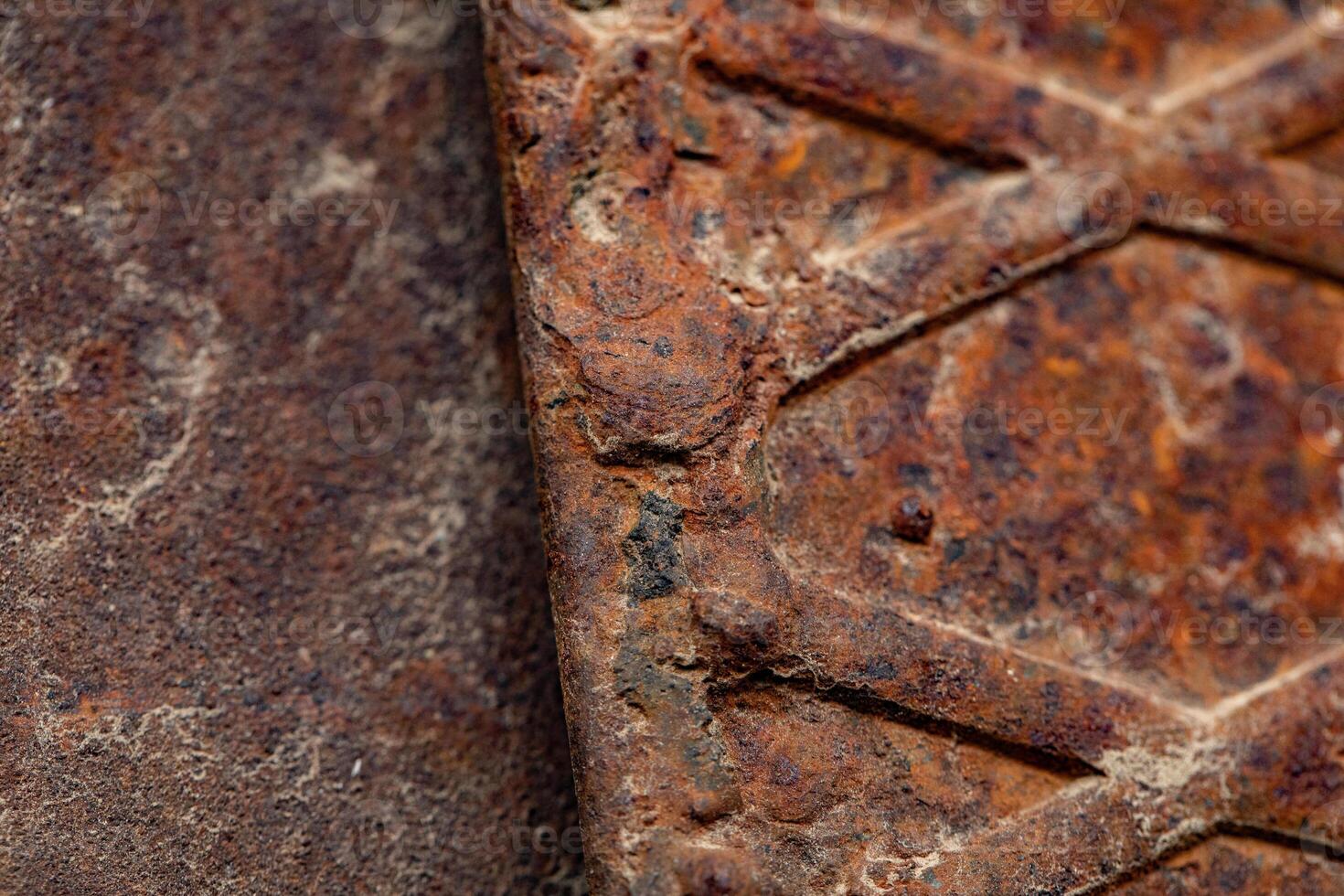 Close-up of rusted metal surface with cracks and detailed texture photo