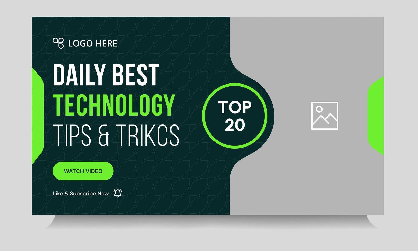 Daily technology tutorial tips and tricks thumbnail banner design, daily photography learning tips and techniques cover banner design, editable eps 10 file format vector