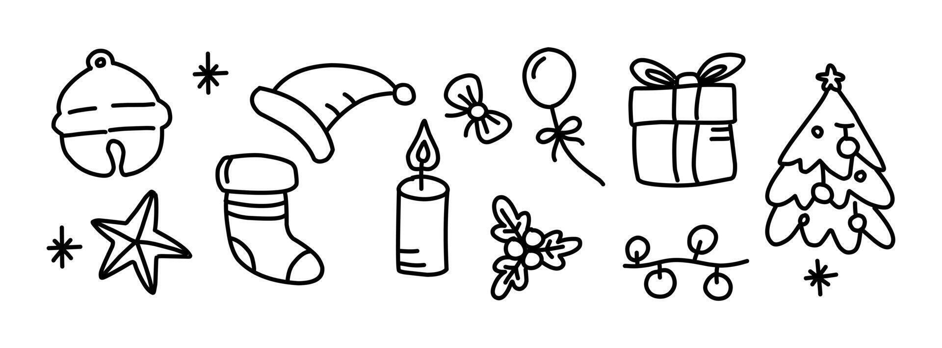 Hand drawn icons set about christmas day vector