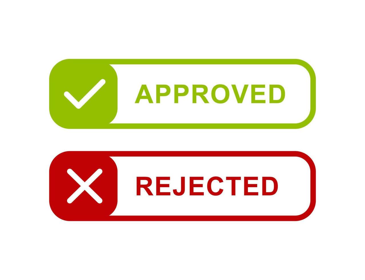 Accepted and rejected icon sets with checkmarks and crosses vector