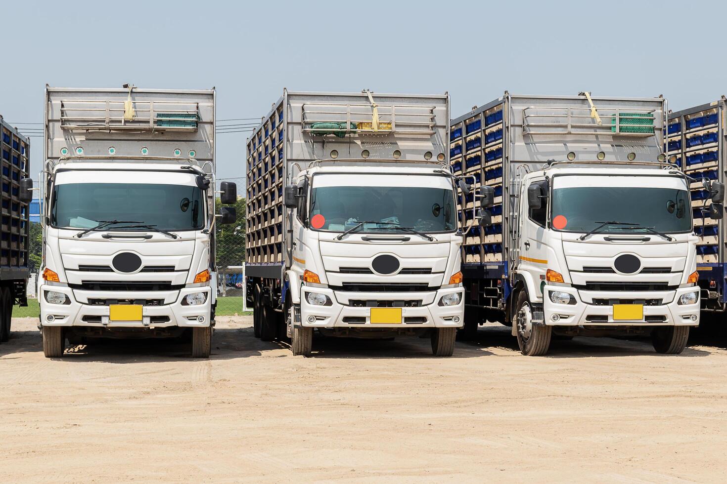 Bangkok Thailand 1 July 2025 Front view white trailer parked in a row photo