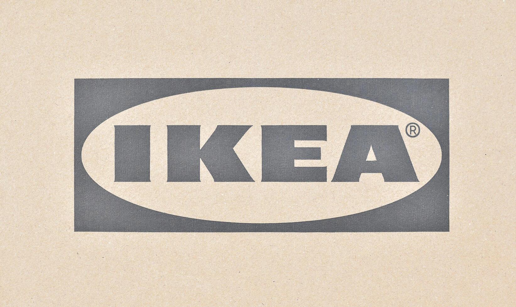 Pakkret Nonthaburi Thailand 1 July 2025 Logo Ikea on brown paper photo