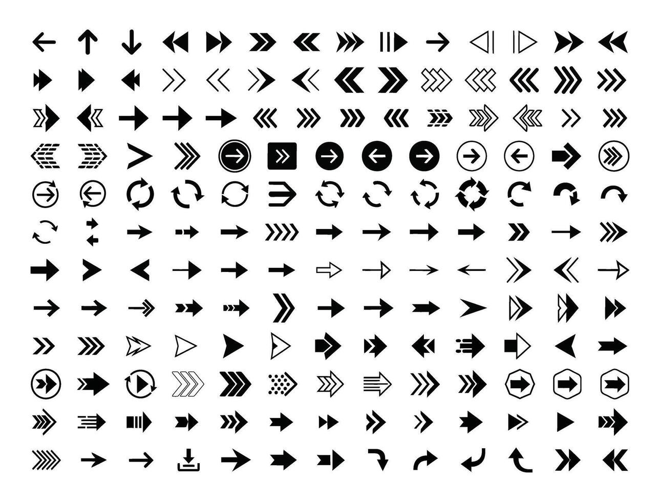 Mega Collection of Arrow Icons Navigation, Direction, Media, and Interface Symbols vector