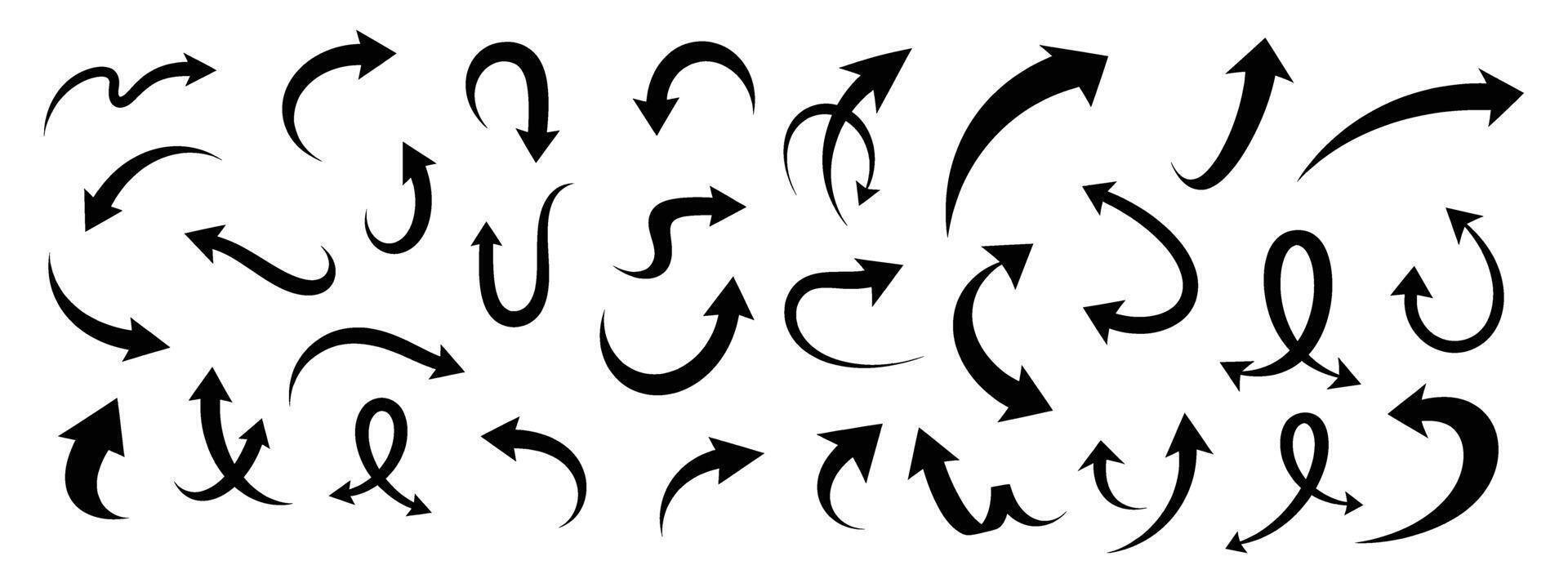 Curved Arrow Icons Set Hand Drawn Directional Arrows Collection vector