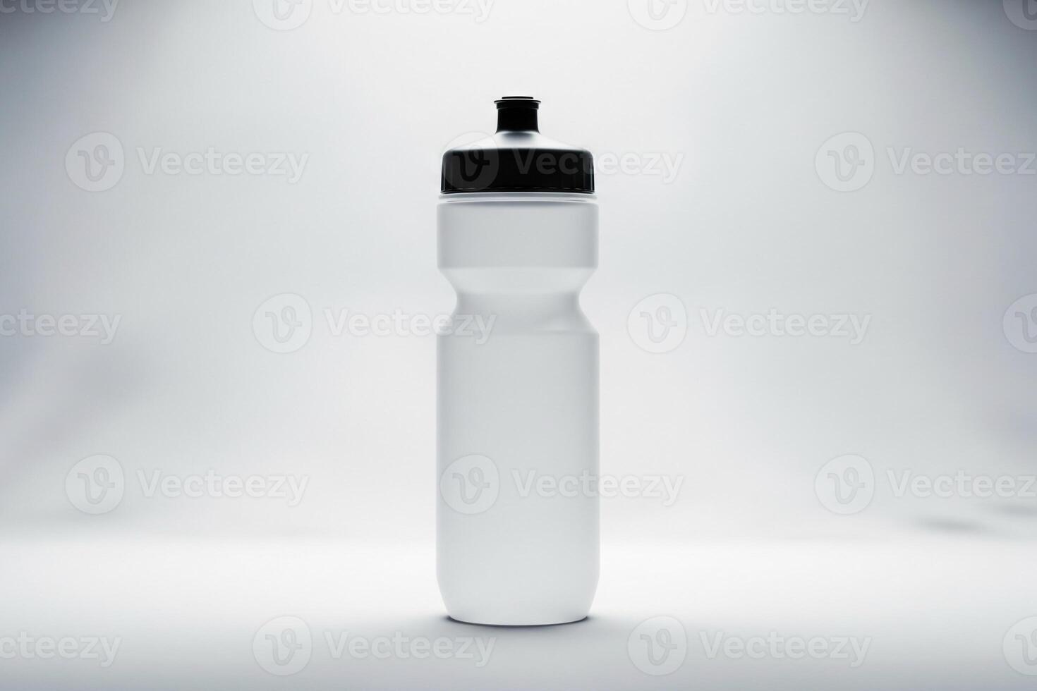 Blank White Water Bottle Mockup Against A Simple Background photo