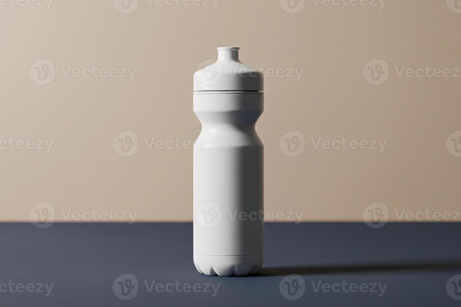 Blank White Water Bottle Mockup On A Two Tone Background photo